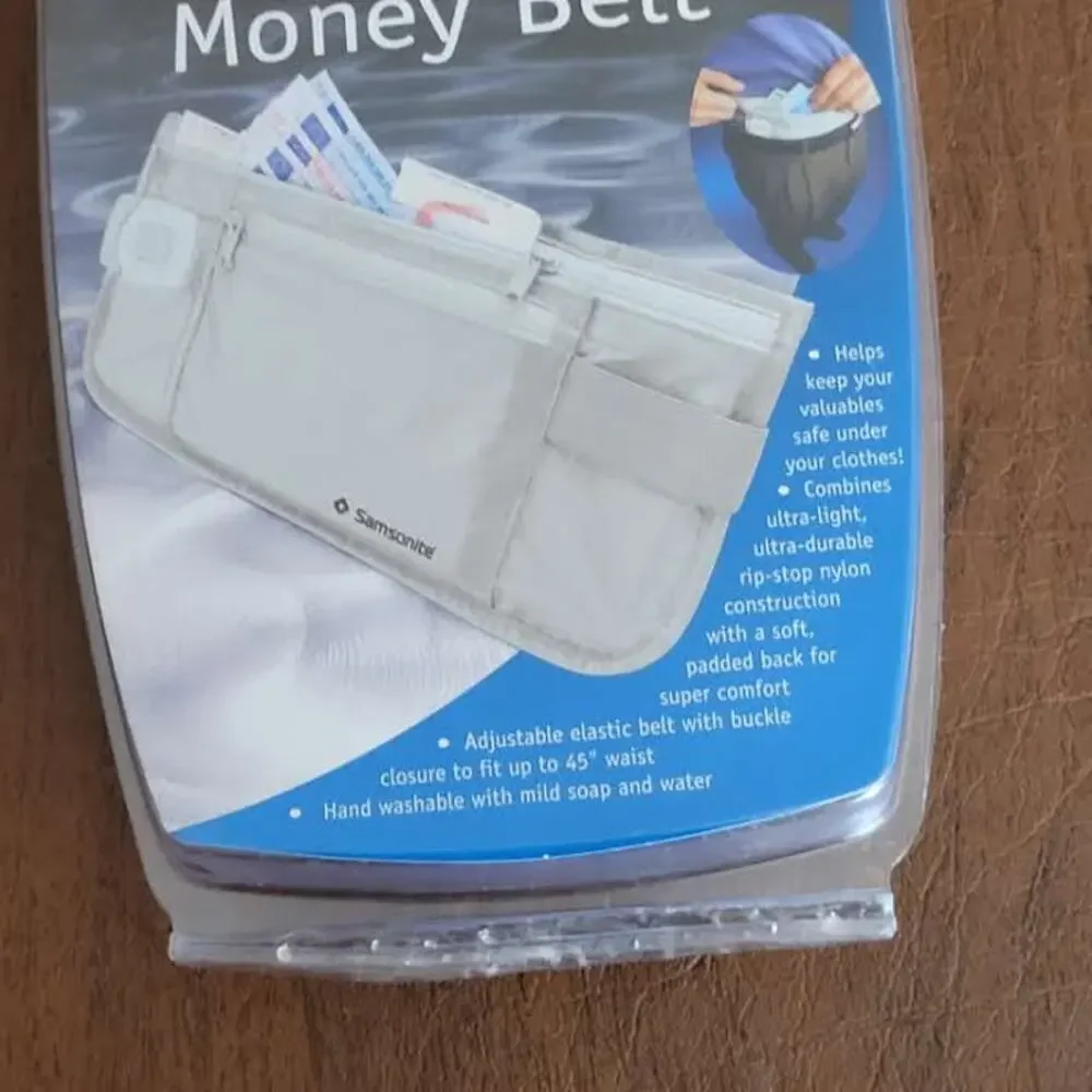Samsonite Double Pocket money Belt Adjustable Ivory New